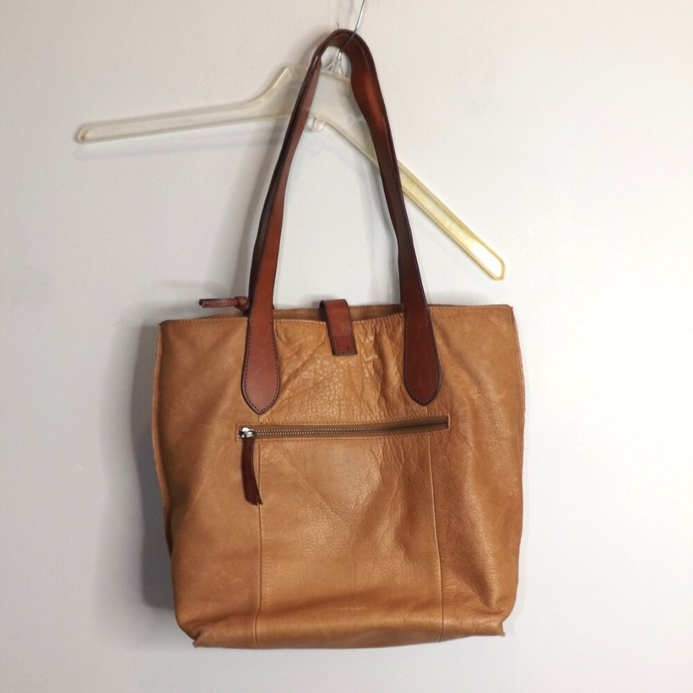 Lucky Brand Womens Classic Leather Purse Tote Bag Tan Brown